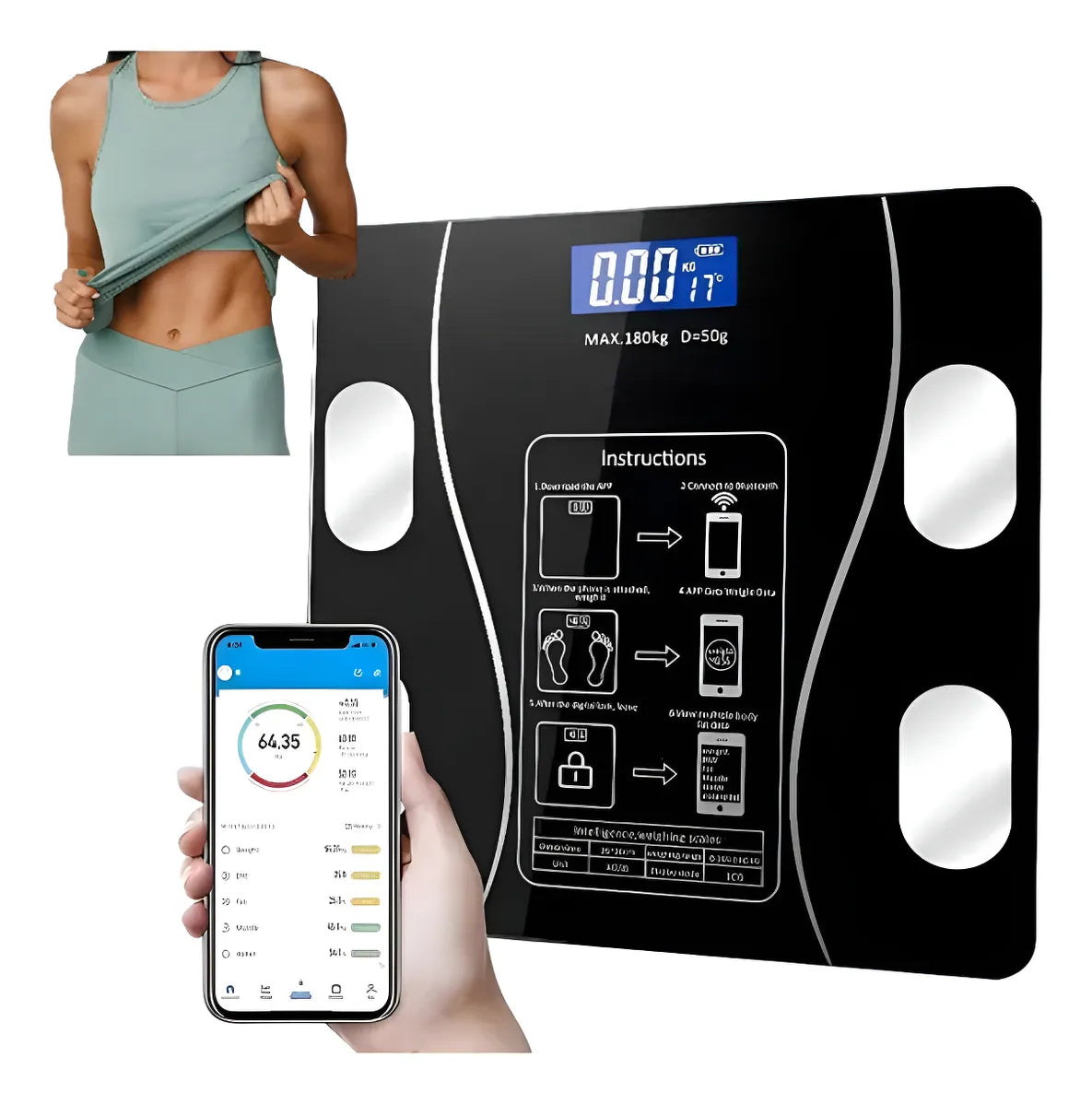 Báscula Corporal de Bioimpedancia Profesional Bluetooth hasta 180kg