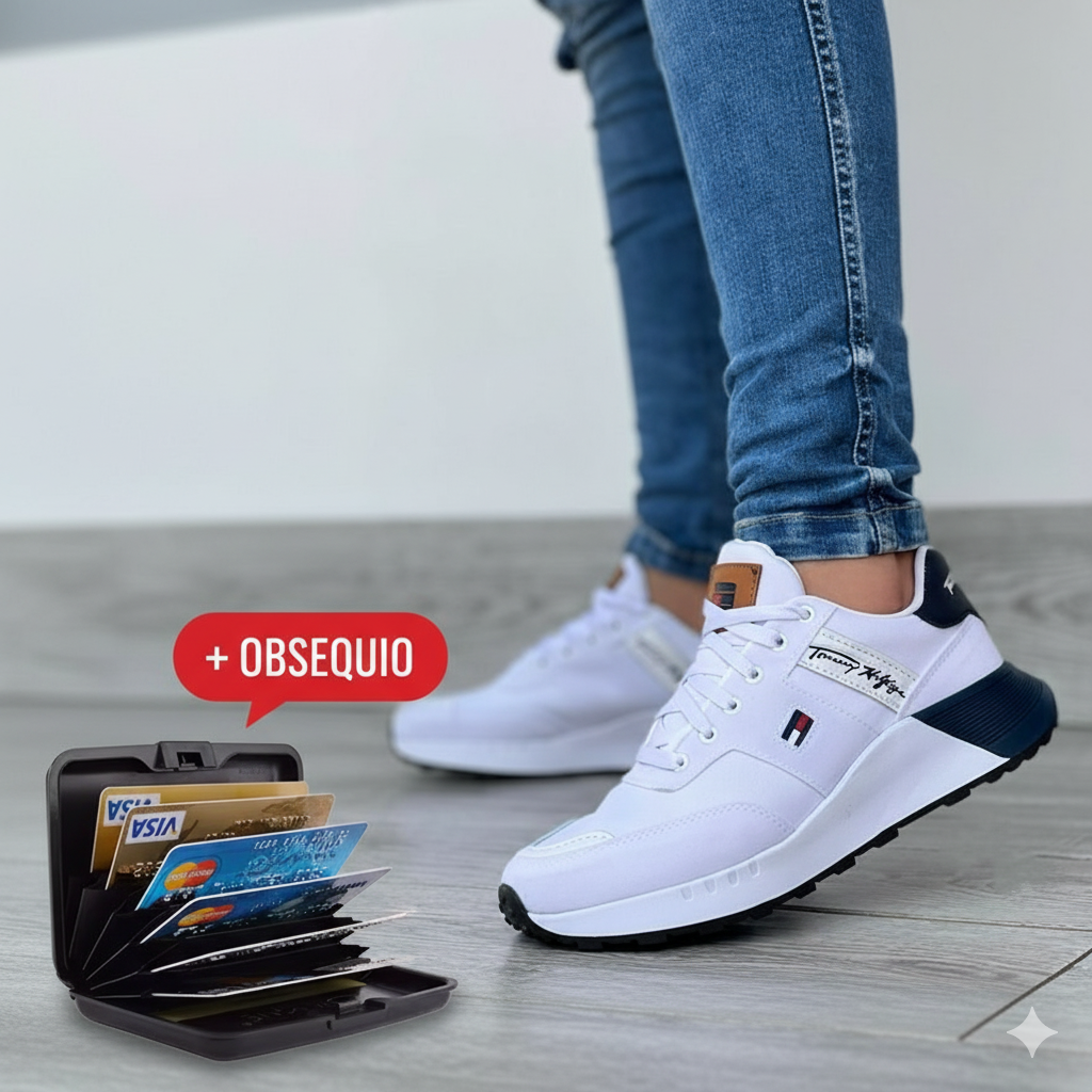 Tenis Tommy Hilfiger Premium + Cartera Metálica de Regalo