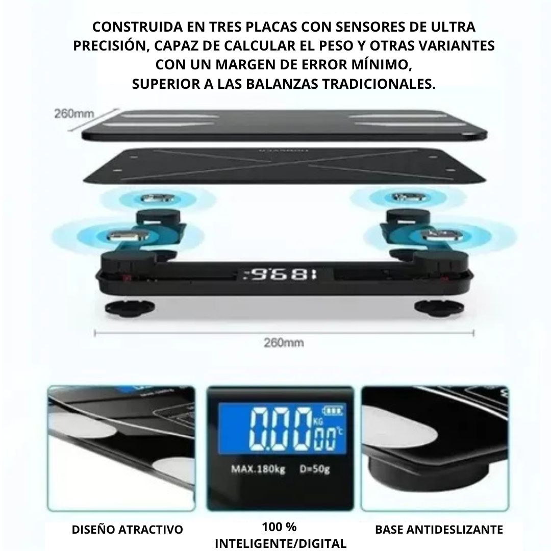Báscula Corporal de Bioimpedancia Profesional Bluetooth hasta 180kg
